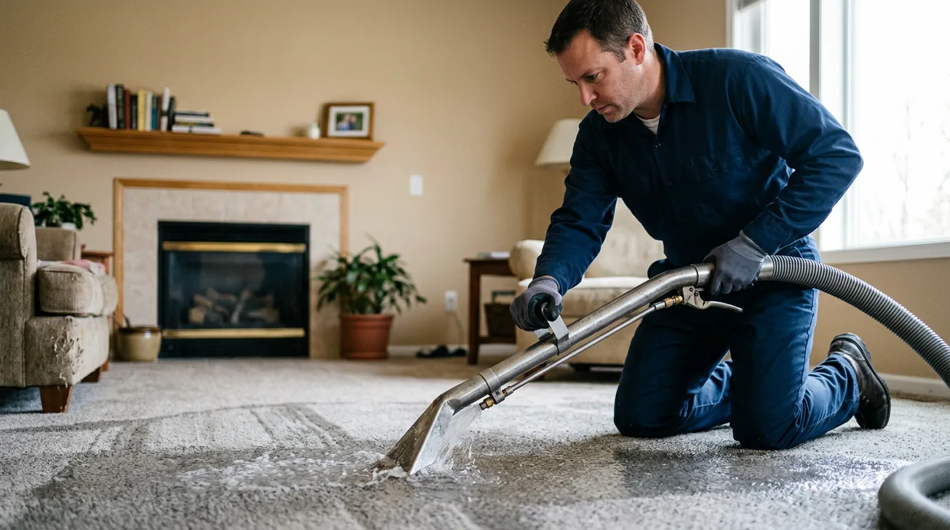 Water damage restoration technician working near Webbers Falls, OK